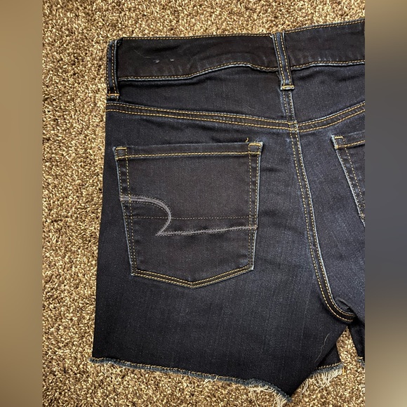 American Eagle Outfitters Hi Rise Shortie Denim Jeans Shorts Dark Wash - Picture 9 of 9
